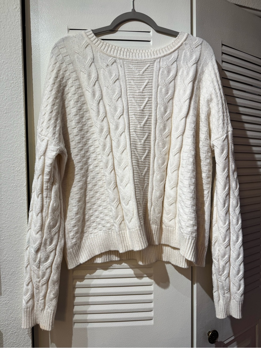 Cyrus Cream Cable Knit Scoop Neck Sweater